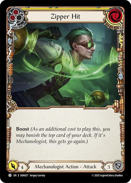 Image for Zipper Hit (Yellow) (SDA027) - Flesh and Blood TCG