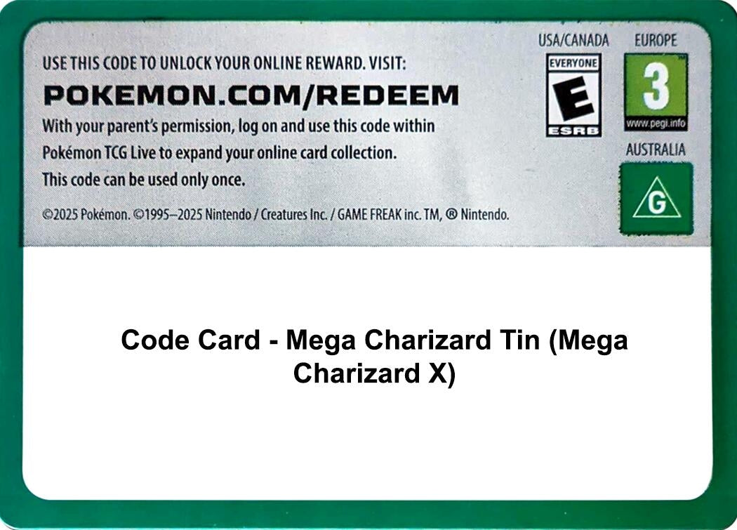 Image for Code Card - Mega Charizard Tin (Mega Charizard X) (MCAP) - Pokemon