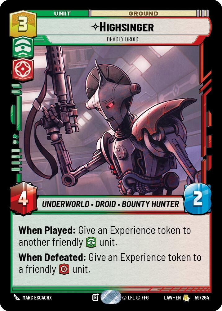 Image for Highsinger - Deadly Droid (59/264) (LAW) - Star Wars: Unlimited