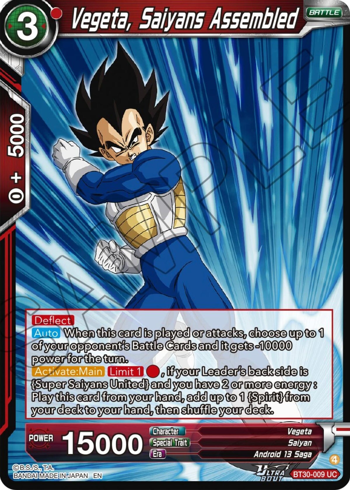 Image for Vegeta, Saiyans Assembled (BT30-009) (BT30) - Dragon Ball Super: Masters