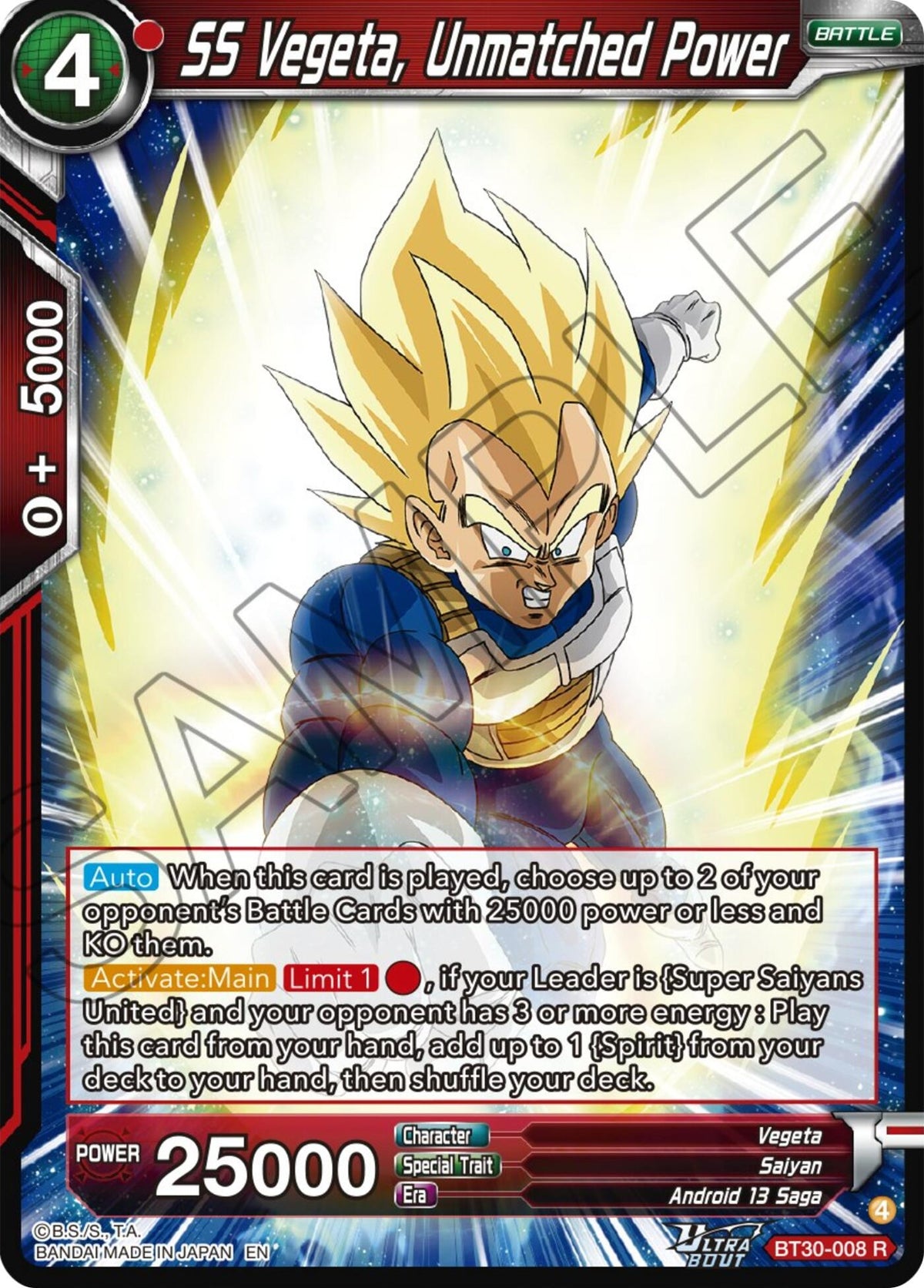 Image for SS Vegeta, Unmatched Power (BT30-008) (BT30) - Dragon Ball Super: Masters