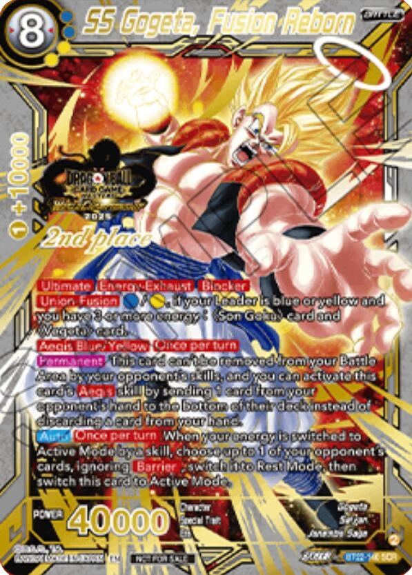 Image for SS Gogeta, Fusion Reborn (2025 World Championship Stamp) (2nd Place) (BT22-140) (TPR) - Dragon Ball Super: Masters