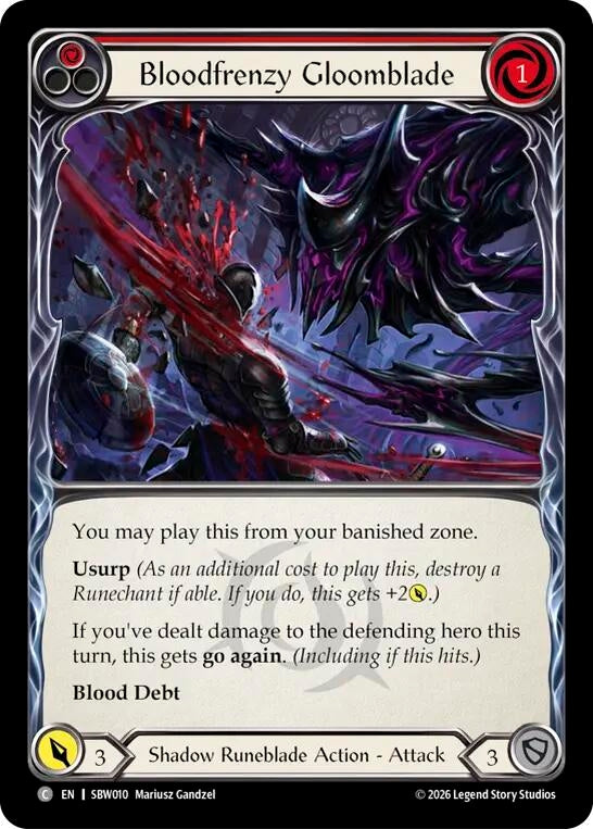Image for Bloodfrenzy Gloomblade (Red) (SBW010) (SAT) - Flesh and Blood TCG