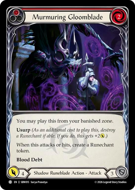 Image for Murmuring Gloomblade (Red) (SBW015) (SAT) - Flesh and Blood TCG