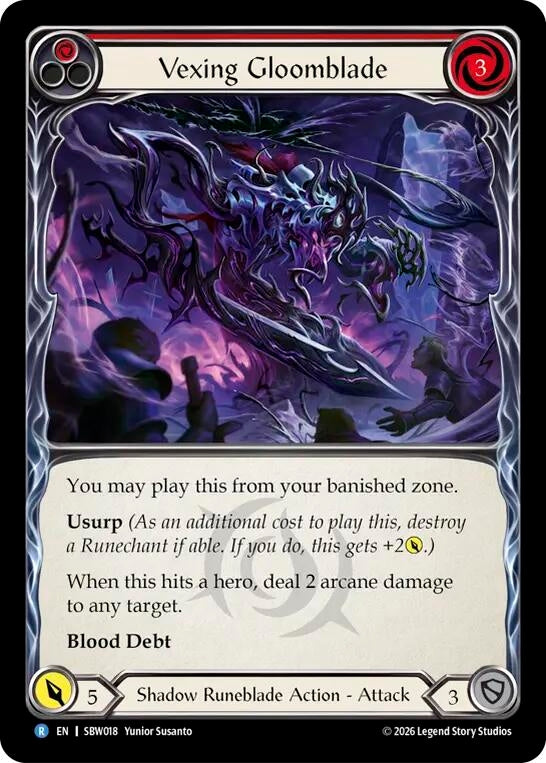 Image for Vexing Gloomblade (SBW018) (SAT) - Flesh and Blood TCG