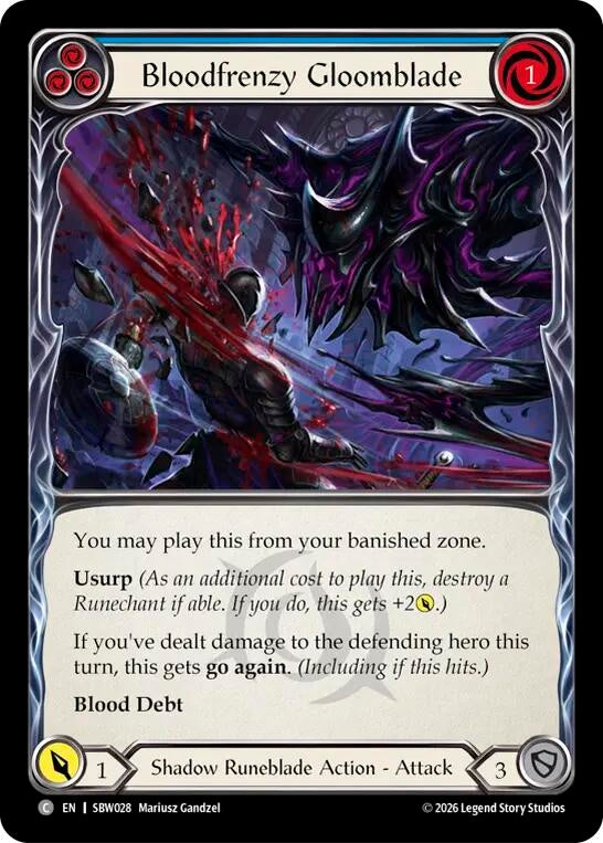 Image for Bloodfrenzy Gloomblade (Blue) (SBW028) (SAT) - Flesh and Blood TCG