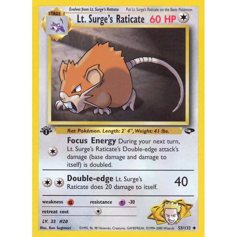 Image for Lt. Surge's Raticate (053/132) (G2) - Pokemon