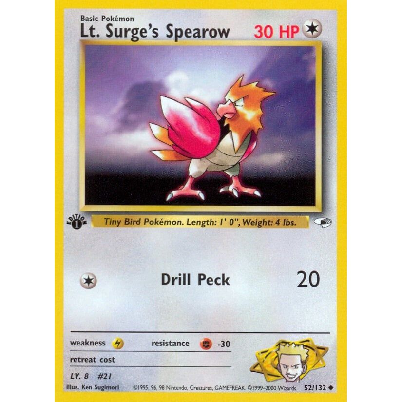 Image for Lt. Surge's Spearow (52) (052/132) (G1) - Pokemon