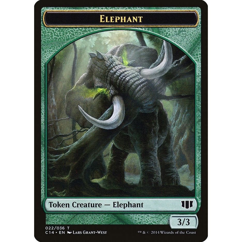 Image for Elephant // Elf Warrior Double-Sided Token (22 // 24) (C14) - Magic: The Gathering
