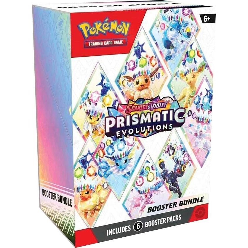A Prismatic Evolutions booster bundle, the kind of sealed product a shop will buy back