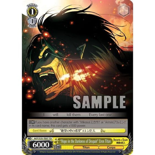 Image for "Hope in the Darkness of Despair" Eren TItan (AOT/S35-TE07 TD) (AOT/S35) - Weiss Schwarz