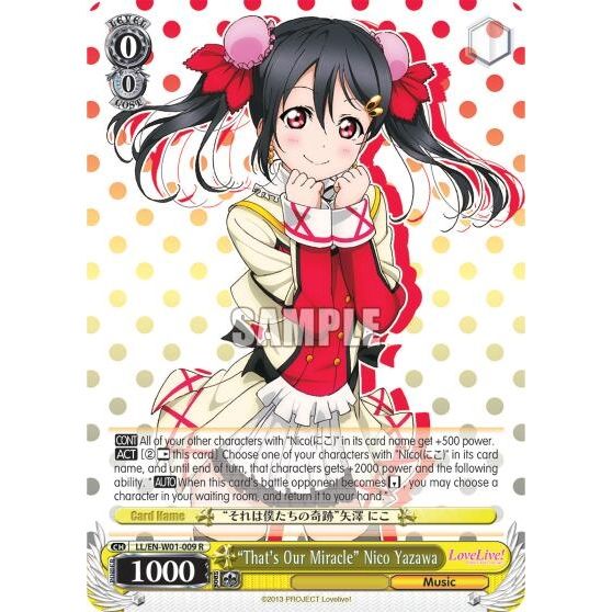Image for "That's Our Miracle" Nico Yazawa (LL/EN-W01-009 R) (LL/EN-W01) - Weiss Schwarz