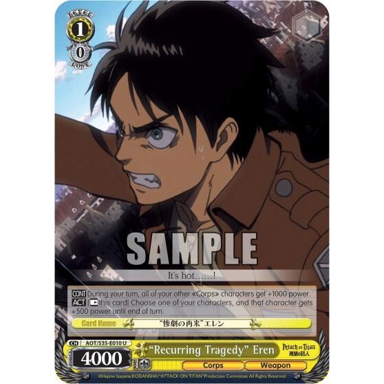 Image for "Recurring Tragedy" Eren (AOT/S35-E010 U) (AOT/S35) - Weiss Schwarz