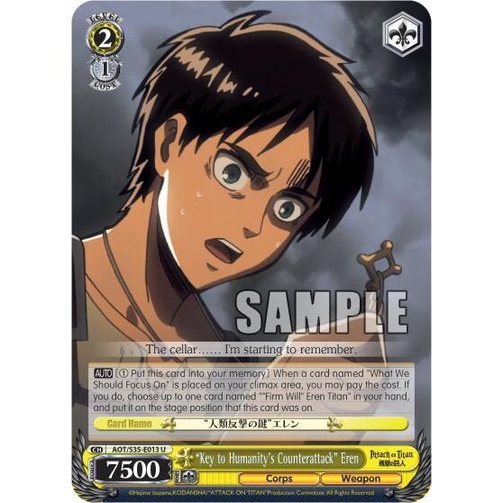Image for "Key to Humanity's Counterattack" Eren (AOT/S35-E013 U) (AOT/S35) - Weiss Schwarz
