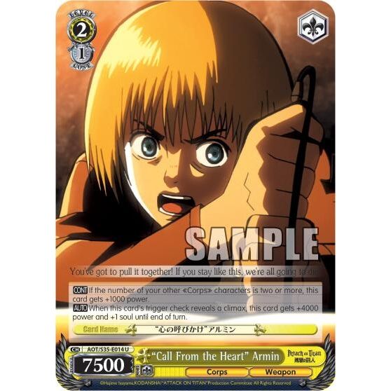 Image for "Call From the Heart" Armin (AOT/S35-E014 U) (AOT/S35) - Weiss Schwarz