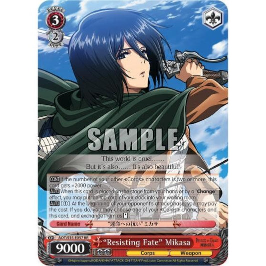 Image for "Resisting Fate" Mikasa (AOT/S35-E057 RR) (AOT/S35) - Weiss Schwarz