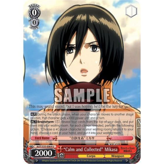 Image for "Calm and Collected" Mikasa (AOT/S35-E064 U) (AOT/S35) - Weiss Schwarz
