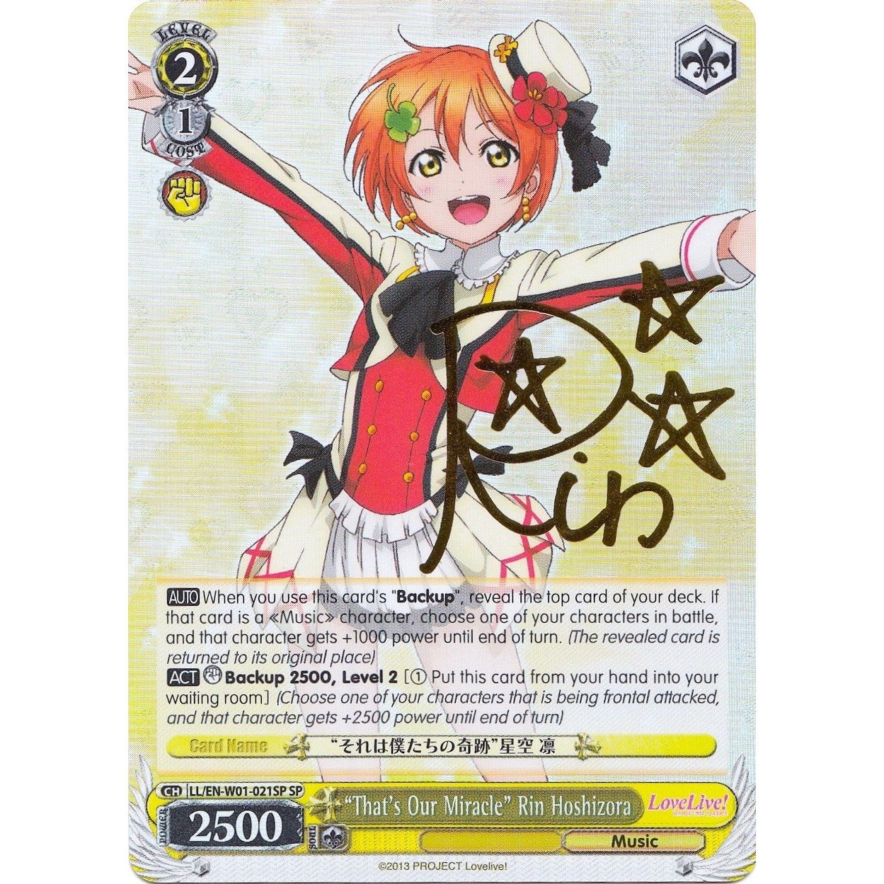 Image for "That's Our Miracle" Rin Hoshizora (SP) (LL/EN-W01-021SP SP) (LL/EN-W01) - Weiss Schwarz