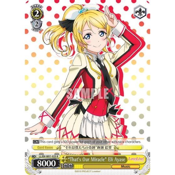 Image for "That's Our Miracle" Eli Ayase (LL/EN-W01-023 R) (LL/EN-W01) - Weiss Schwarz