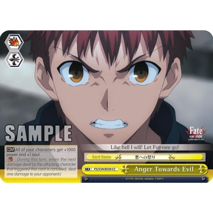 Image for Anger Towards Evil (FS/S34-E034 CC) (FS/S34) - Weiss Schwarz