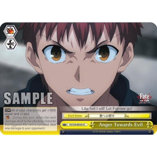 Image for Anger Towards Evil (FS/S34-E034 CC) (FS/S34) - Weiss Schwarz