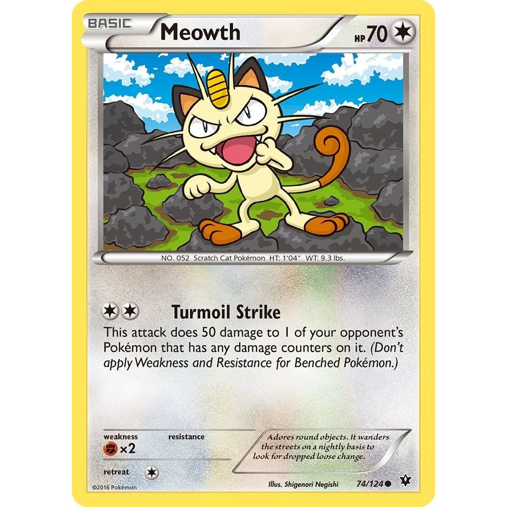 Image for Meowth (74/124) (FCO) - Pokemon