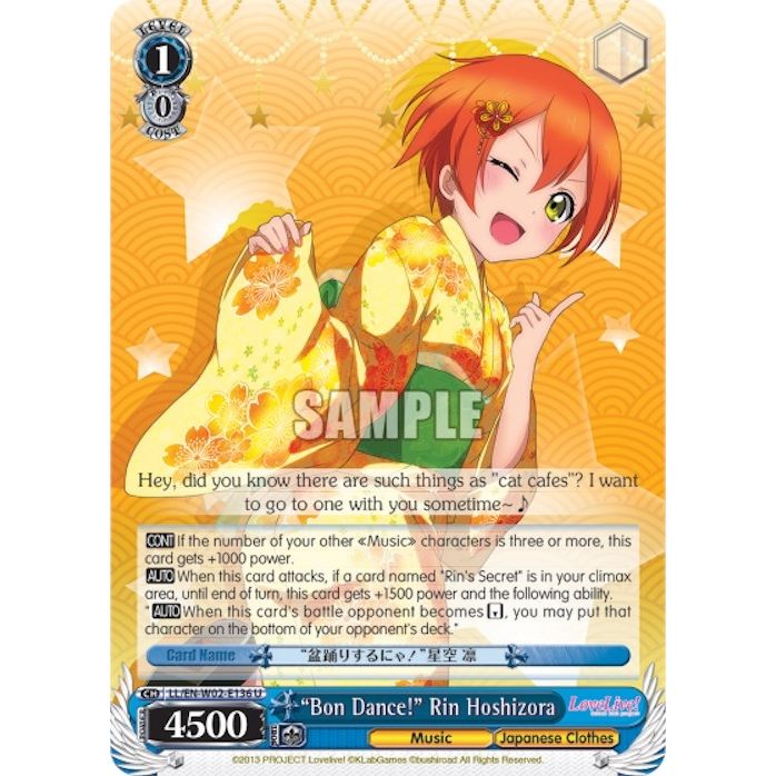 Image for "Bon Dance!" Rin Hoshizora (LL/EN-W02-E136 U) (LL/EN-W02) - Weiss Schwarz