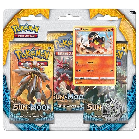 Image for Sun & Moon Base Set 3 Pack Blister [Litten] - Pokemon