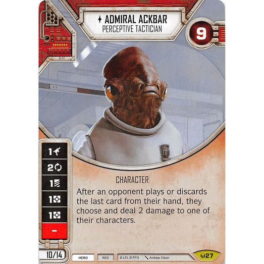 Image for Admiral Ackbar - Perceptive Tactician (Card Only) (27) (AW) - Star Wars: Destiny