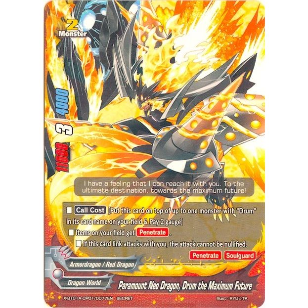 Image for Paramount Neo Dragon, Drum the Maximum Future (Secret R Foiling) (X-BT01A-CP01/0077EN) (X-BT01A) - Future Card BuddyFight