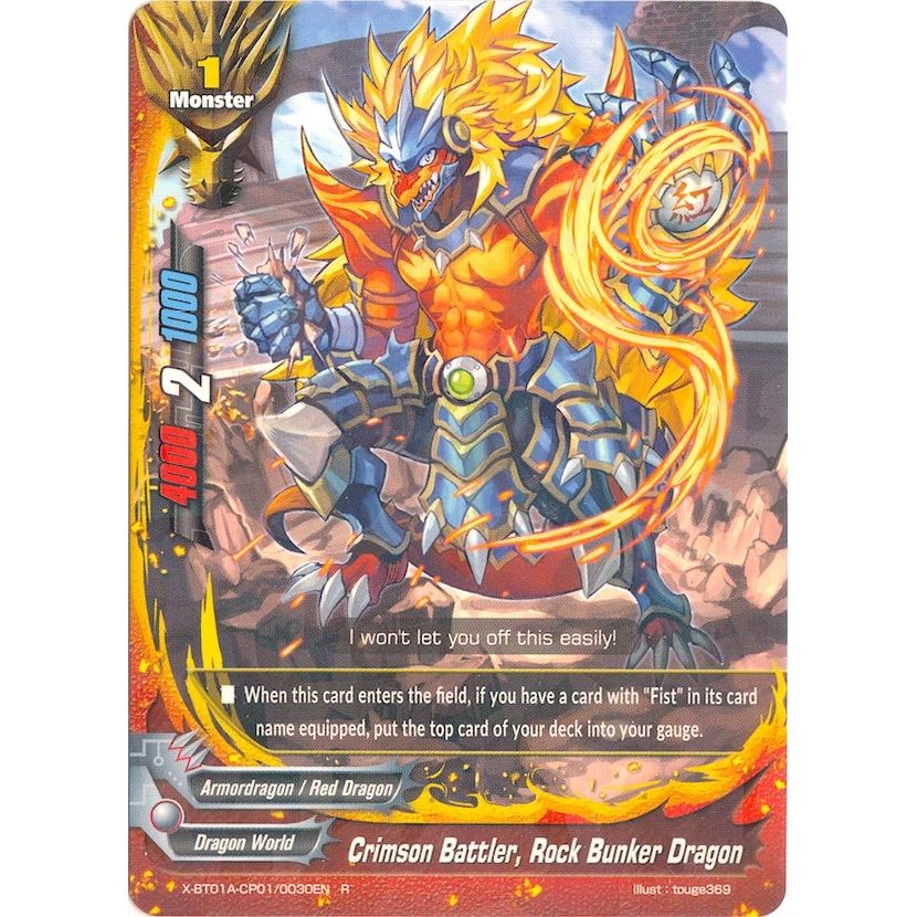 Image for Crimson Battler, Rock Bunker Dragon (X-BT01A-CP01/0030EN) (X-BT01A) - Future Card BuddyFight