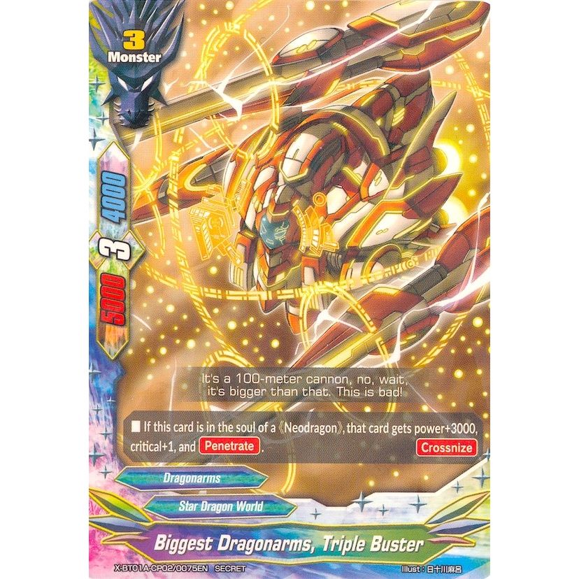 Image for Biggest Dragonarms, Triple Buster (Secret R Foiling) (X-BT01A-CP02/0075EN) (X-BT01A) - Future Card BuddyFight