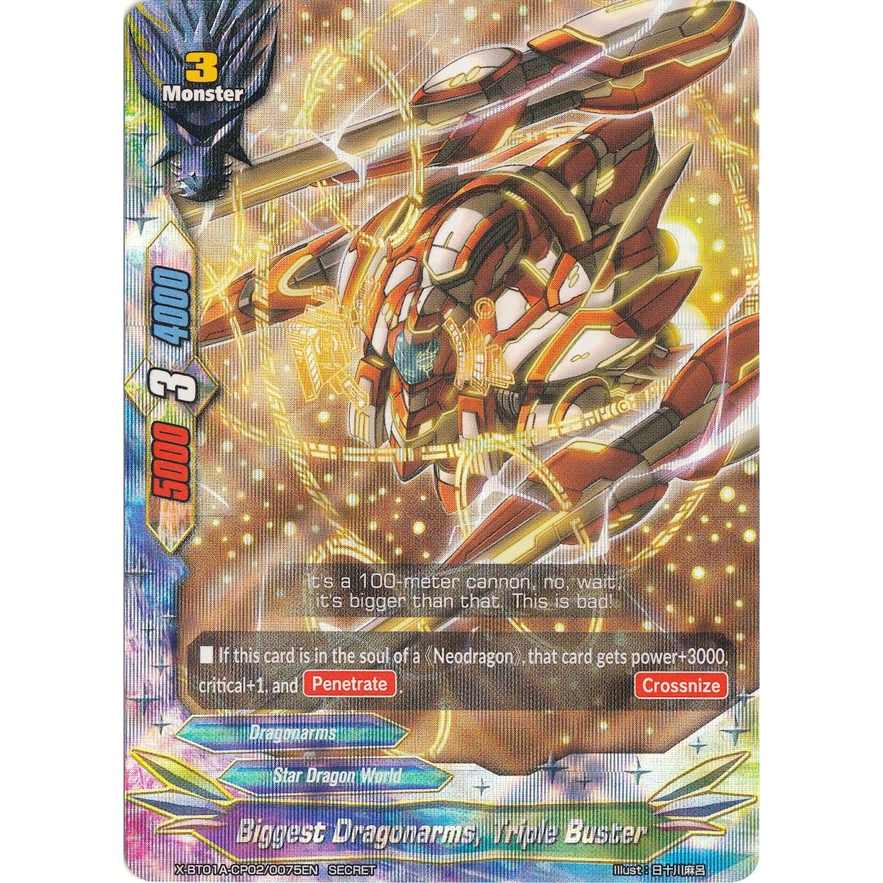 Image for Biggest Dragonarms, Triple Buster (Parallel RR Foiling) (X-BT01A-CP02/0075EN) (X-BT01A) - Future Card BuddyFight