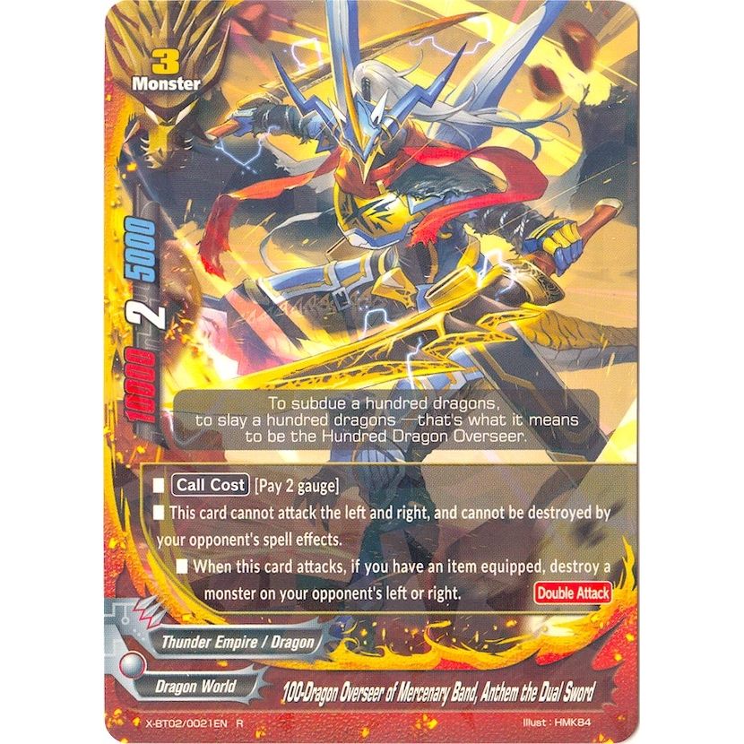Image for 100-Dragon Overseer of Mercenary Band, Anthem the Dual Sword (X-BT02/0021EN) (X-BT02) - Future Card BuddyFight