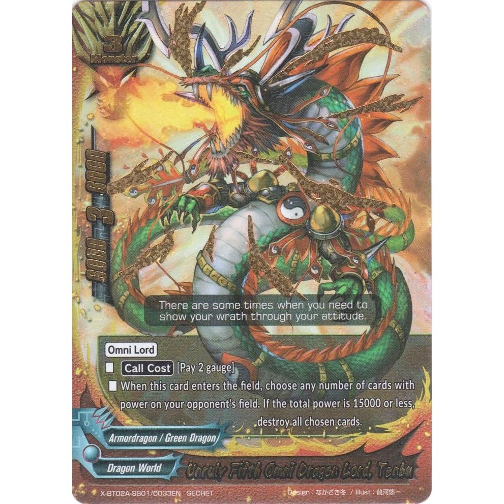 Image for Unruly Fifth Omni Dragon Lord, Tenbu (Secret RRR Foil) (X-BT02A-SS01/0033EN) (X-BT02A) - Future Card BuddyFight