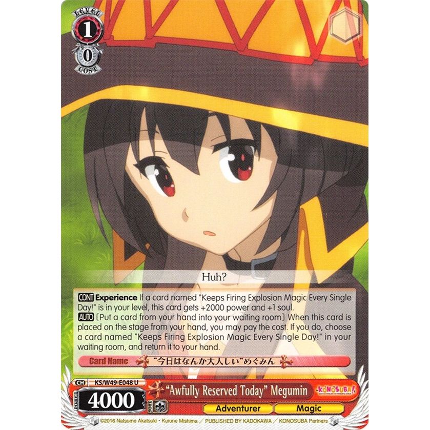 Image for "Awfully Reserved Today" Megumin (KS/W49-E048 U) (KS/W49) - Weiss Schwarz
