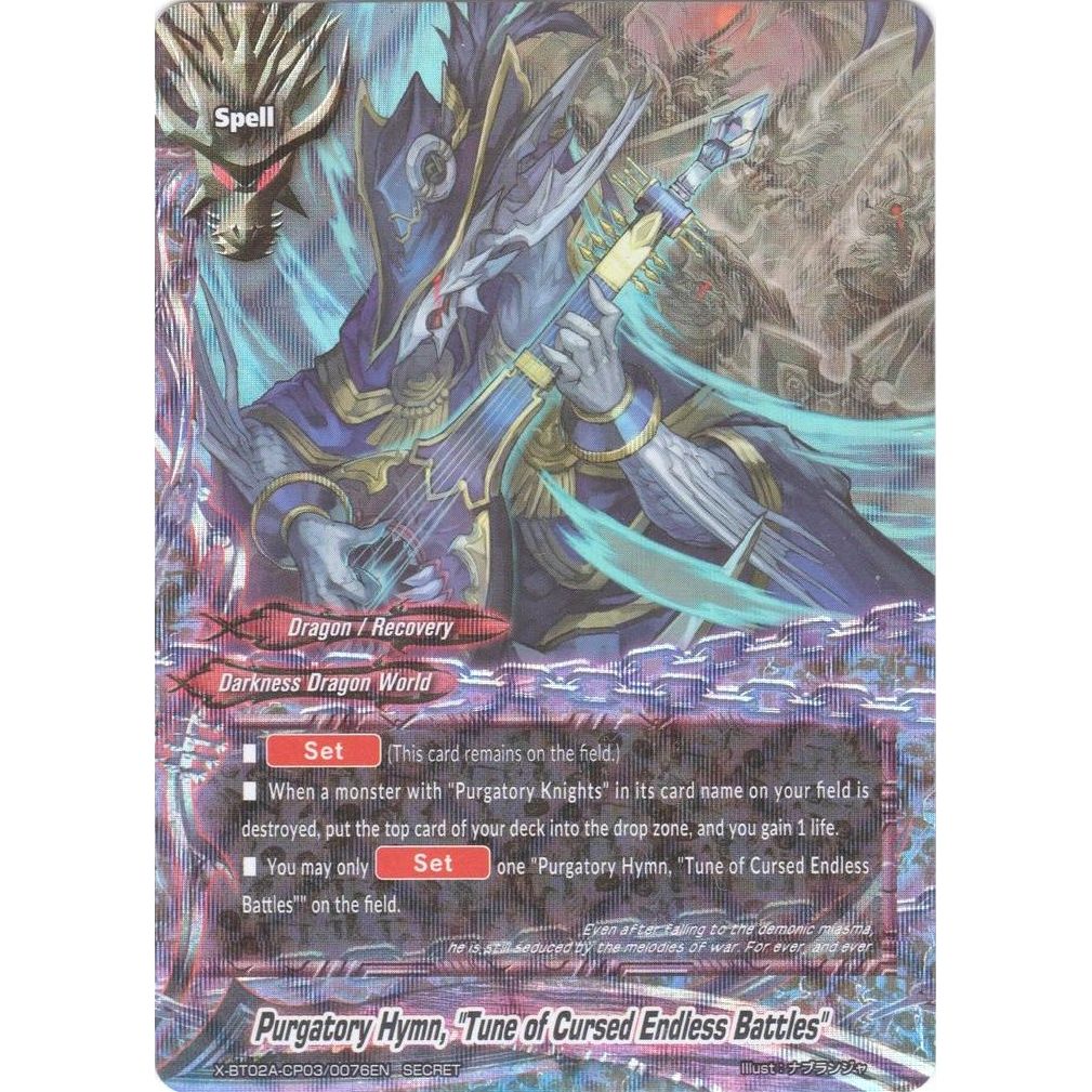 Image for Purgatory Hymn, "Tune of Cursed Endless Battles" (Secret RR Foil) (X-BT02A-CP03/0076EN) (X-BT02A) - Future Card BuddyFight