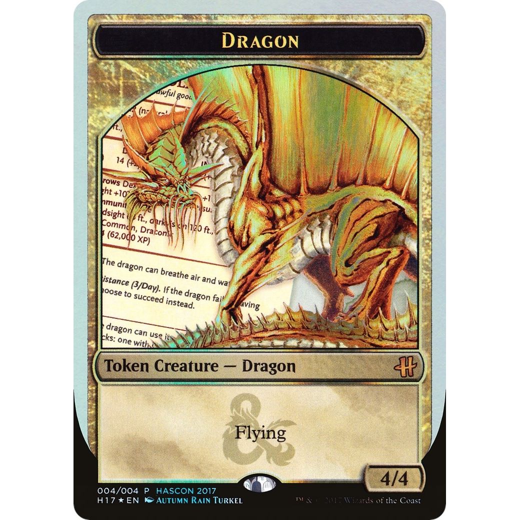 Image for Dragon Token (Gold) (4) (MEDIA) - Magic: The Gathering