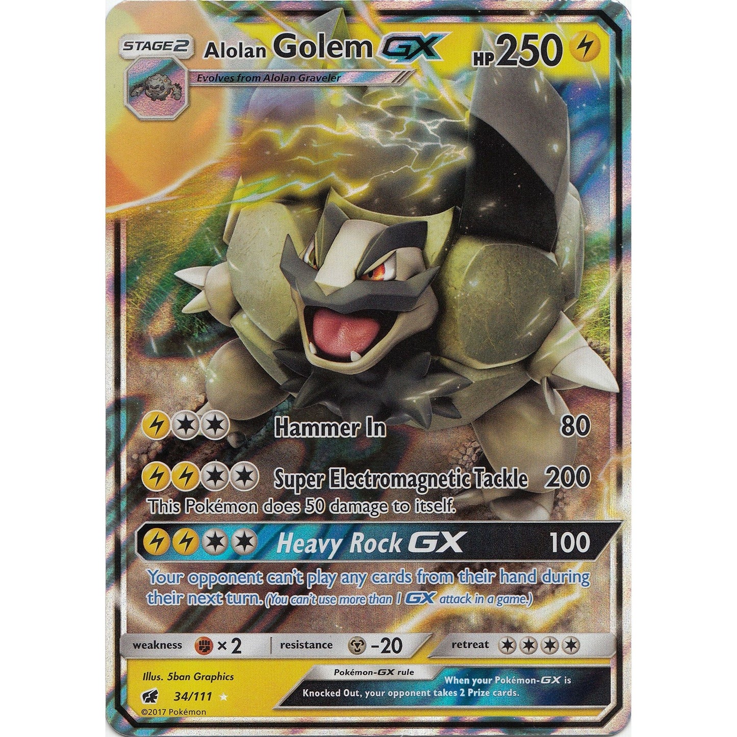 Image for Alolan Golem GX (34/111) (SM04) - Pokemon