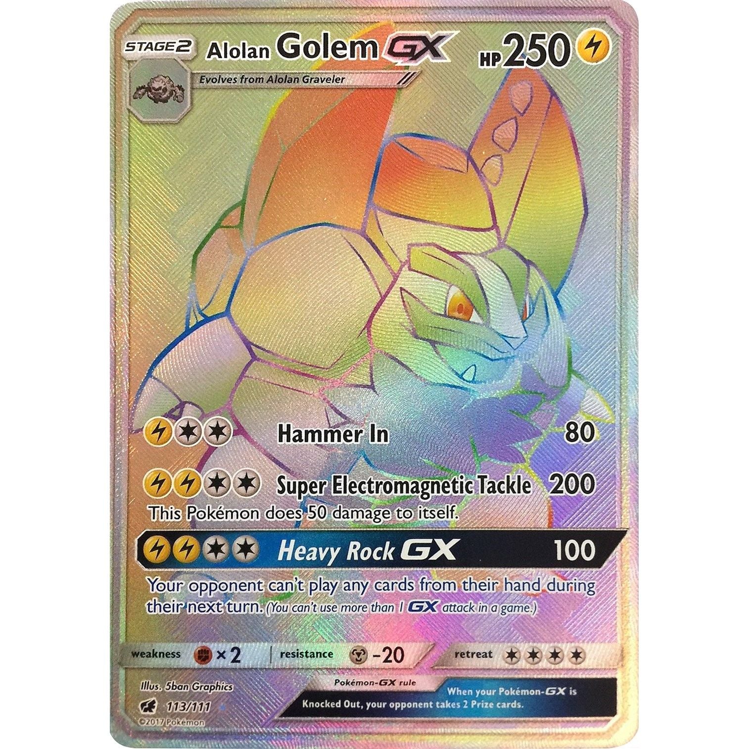 Image for Alolan Golem GX (Secret) (113/111) (SM04) - Pokemon