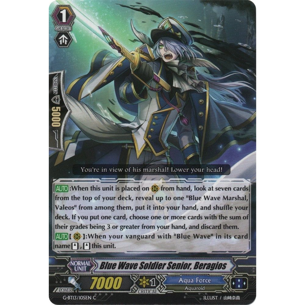 Image for Blue Wave Soldier Senior, Beragios (G-BT13/105EN) (G-BT13) - Cardfight Vanguard