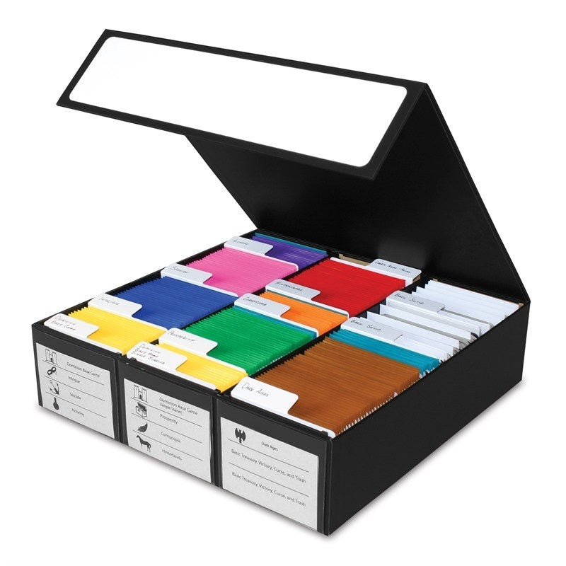 Image for Card Game Box - 3 Row - Black With White (Holds 2800 Cards) - Collectible Storage