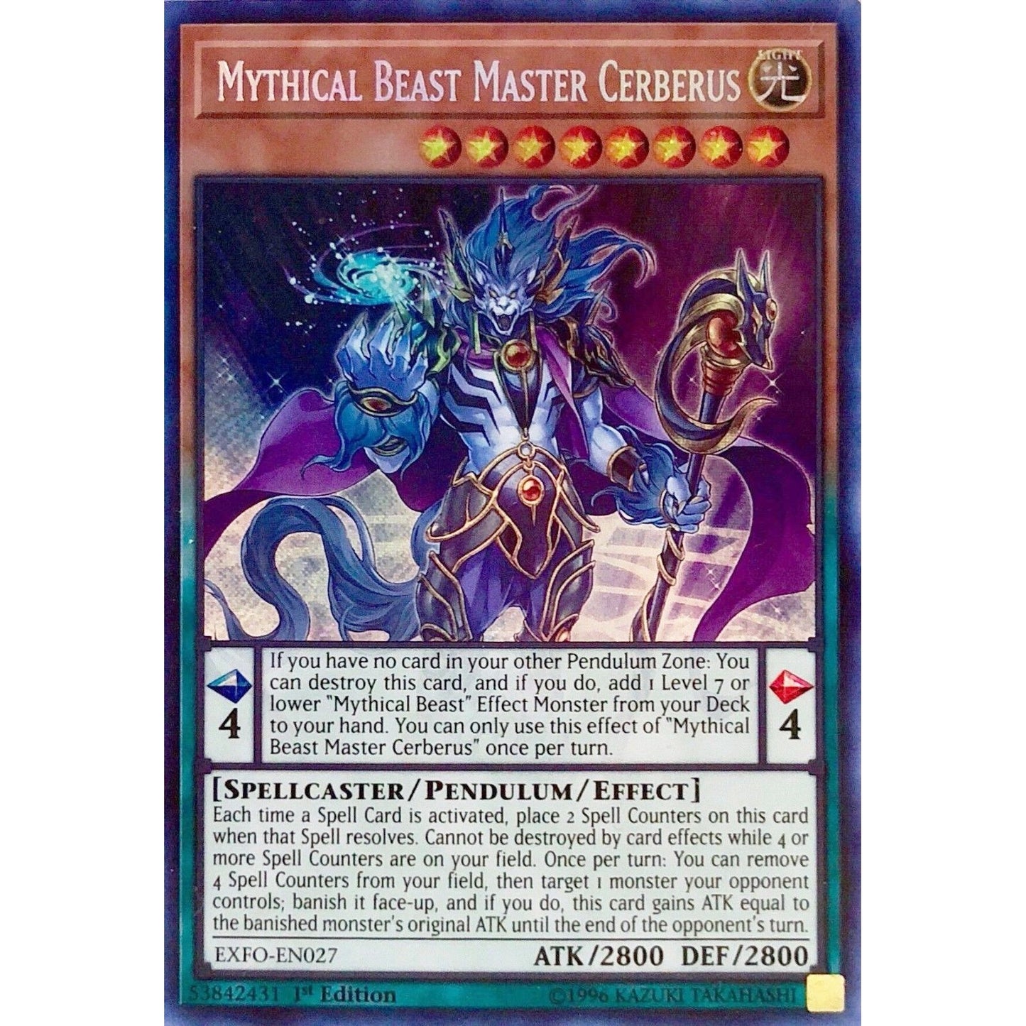 Image for Mythical Beast Master Cerberus (EXFO-EN027) (EXFO) - YuGiOh