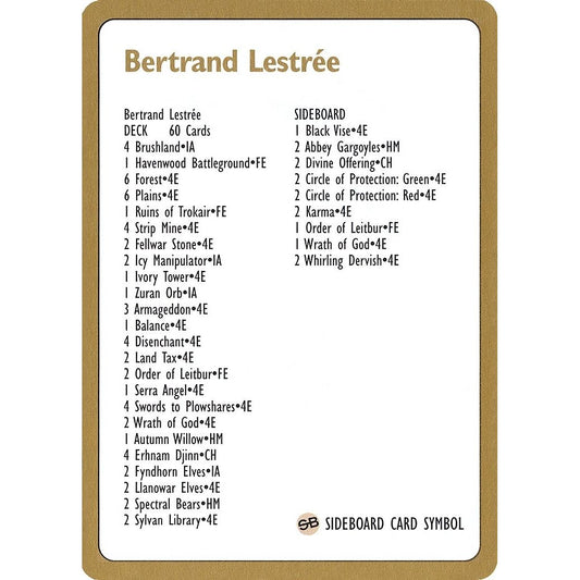 Image for 1996 Bertrand Lestree Decklist Card (WCD) - Magic: The Gathering