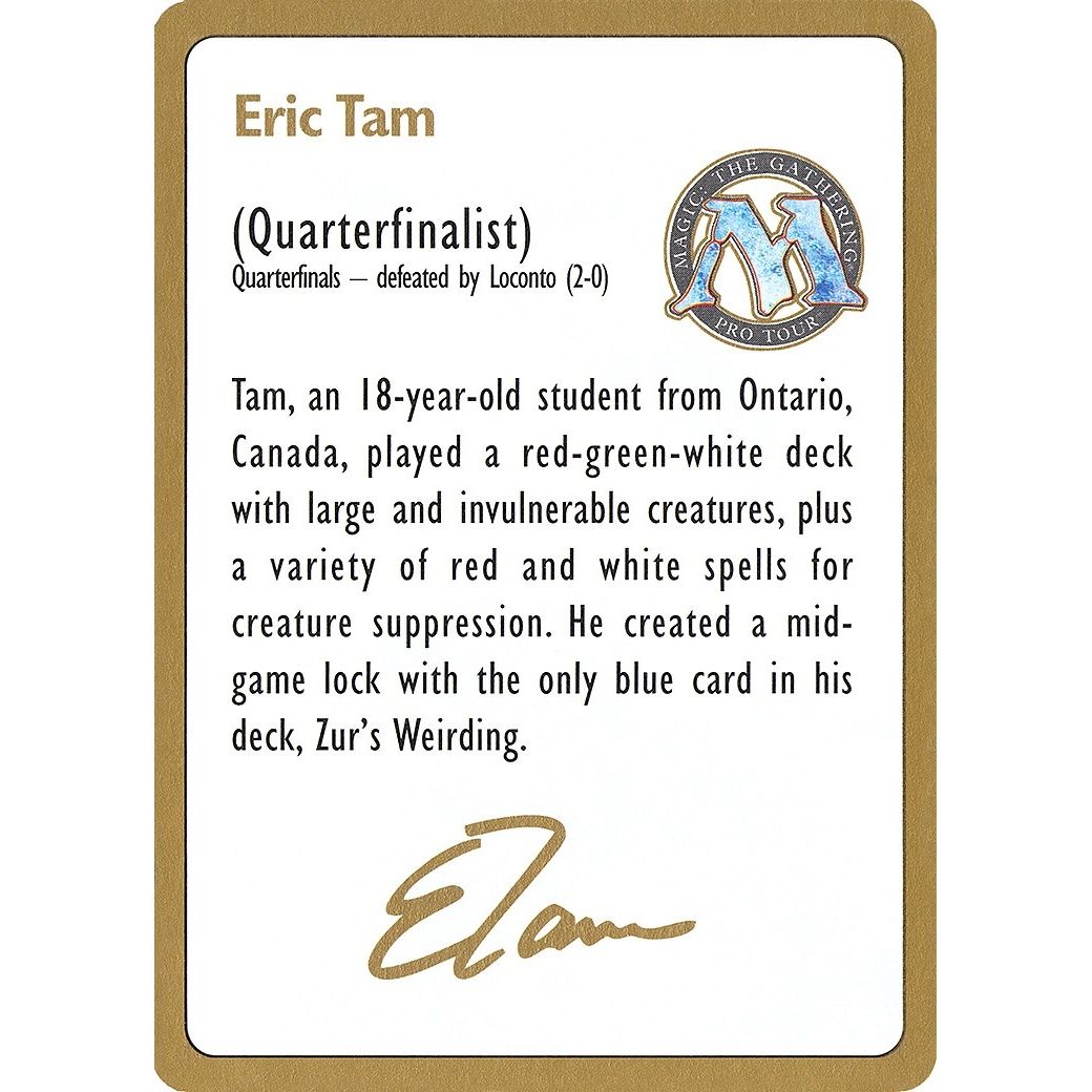 Image for 1996 Eric Tam Biography Card (WCD) - Magic: The Gathering