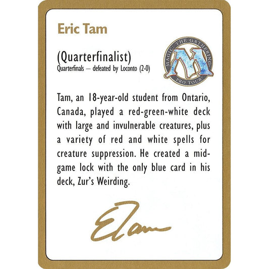 Image for 1996 Eric Tam Biography Card (WCD) - Magic: The Gathering