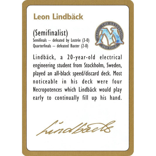 Image for 1996 Leon Lindback Biography Card (WCD) - Magic: The Gathering