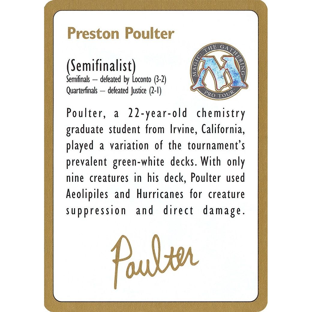 Image for 1996 Preston Poulter Biography Card (WCD) - Magic: The Gathering