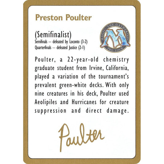 Image for 1996 Preston Poulter Biography Card (WCD) - Magic: The Gathering