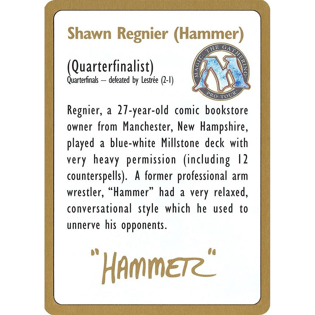 Image for 1996 Shawn "Hammer" Regnier Biography Card (WCD) - Magic: The Gathering